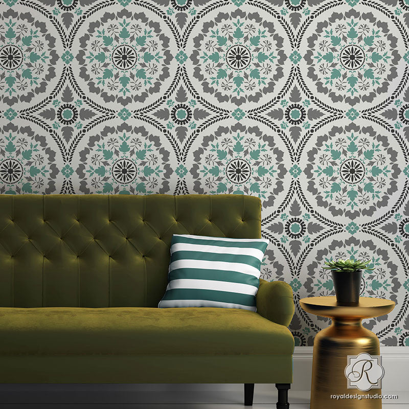 Mandala Fusion Tile Stencil - Reusable DIY Painting Template for Wall, Floor & Furniture Decoration - Perfect for Home, Yoga Studios & Meditation Spaces