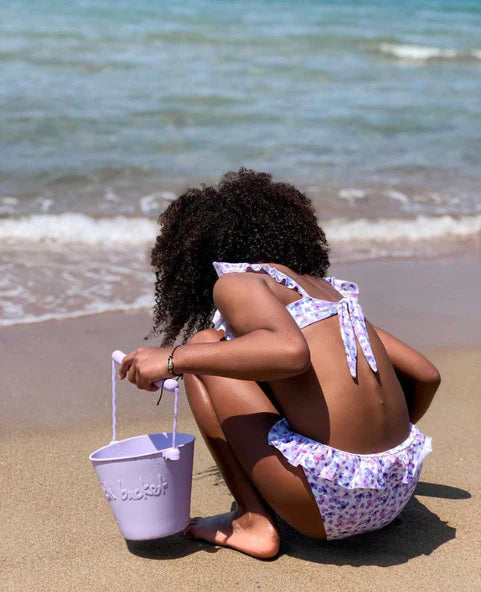Lavender Scrunch Beach Bundle with Bucket, Spade, Rake & Sand Molds - Perfect for Kids Beach Toys, Sandcastle Building & Summer Vacation Fun