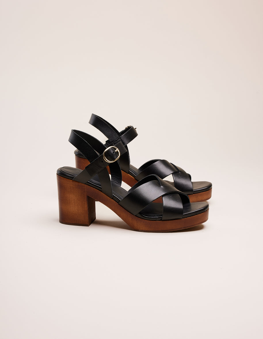 Vera Black Leather High Heel Sandals - Elegant Women's Dress Shoes for Weddings, Parties & Evening Events