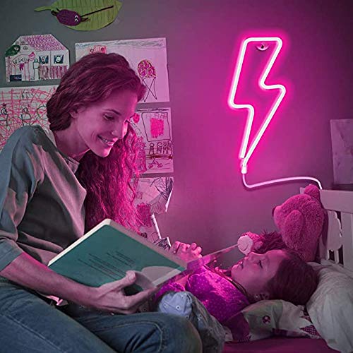 LED Neon Lightning Bolt Sign - Custom Wall Decor Light for Bedroom, Wedding, Birthday Party - Perfect for Kids Room, Valentine's Day & Christmas Gifts - Indoor Night Lamp & Table Decoration