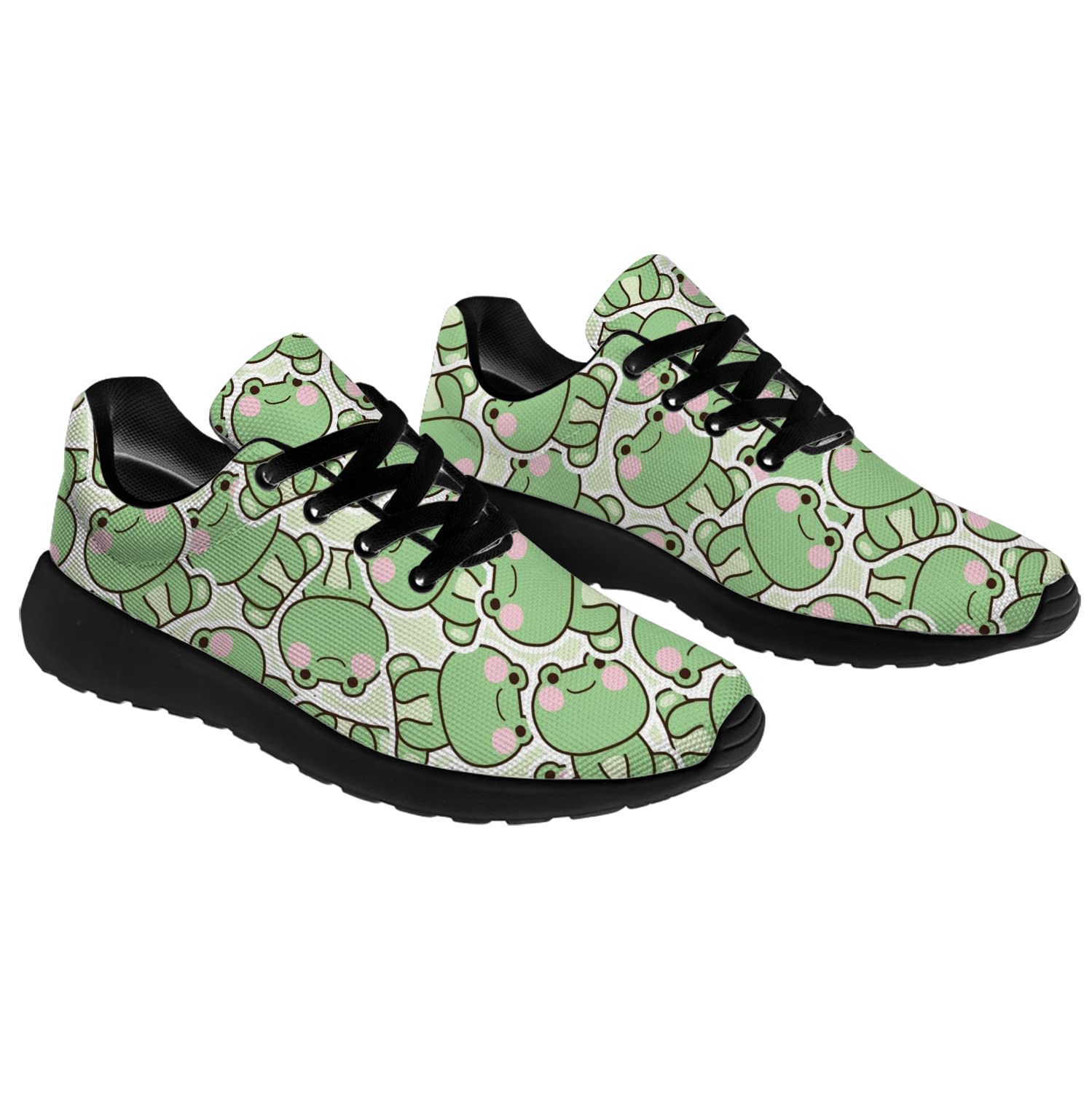 Women's Frog Print Tennis Walking Shoes - Cute Cartoon Green Running Sneakers for Ladies, Girls | US Size 11 Women/9.5 Men | Perfect for Casual Wear, Gym, Outdoor Activities & Gifts