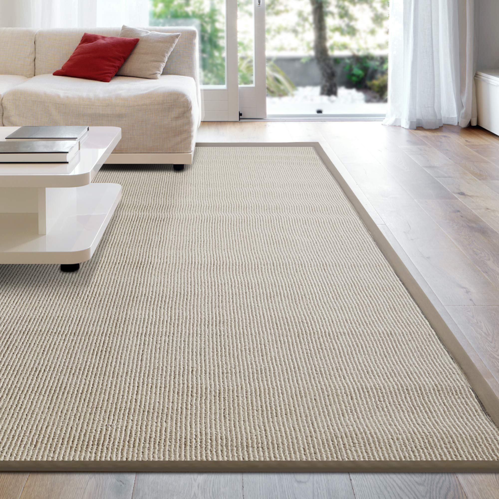 Premium Synthetic Sisal Area Rug - Soft, Stain Resistant & Easy to Clean - 4x6ft Beige Indoor/Outdoor Rug for Living Room, Bedroom, or Patio