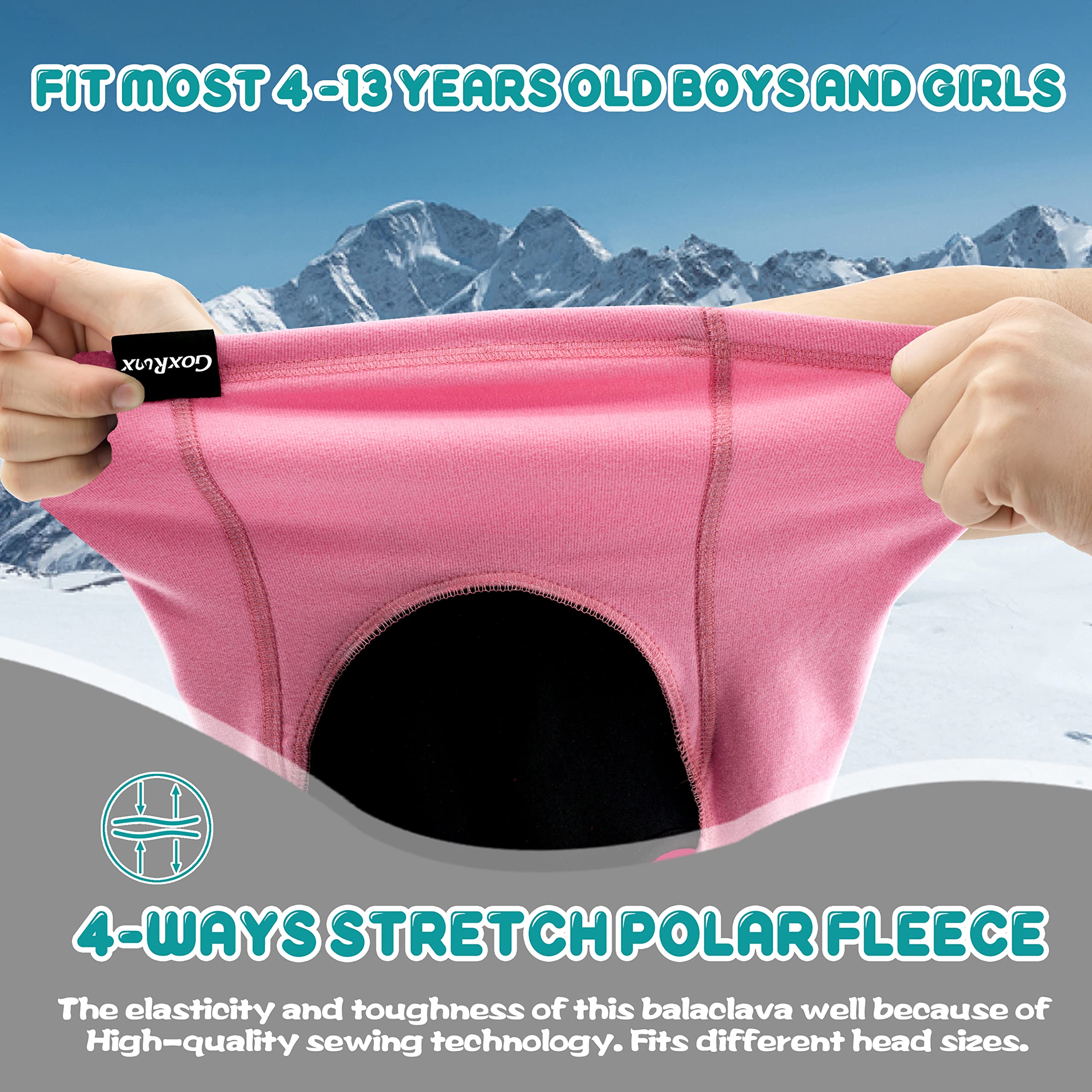 Kids Balaclava Ski Mask - Winter Breathable Face Cover for Boys & Girls - Windproof Fleece Neck Warmer for Cold Weather - Perfect for Skiing, Snowboarding & Outdoor Winter Activities