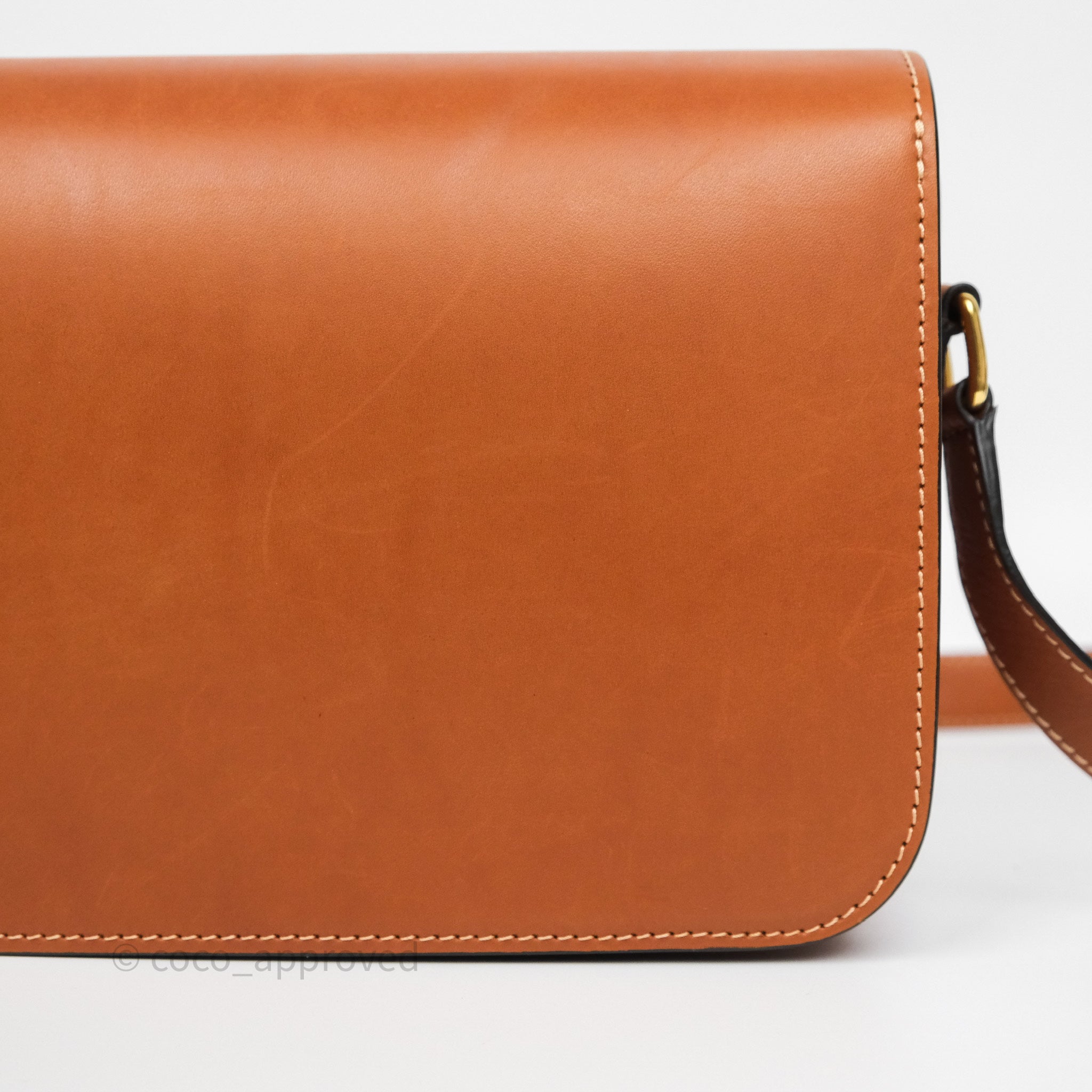 Celine Medium Triomphe Bag in Tan Natural Calfskin Leather - Luxury Crossbody Handbag for Women, Perfect for Work, Travel & Everyday Use