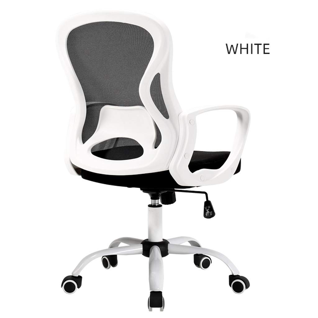 Ergonomic Office Chair with Adjustable Height - Swivel Computer Desk Chair for Home & Office - Comfortable Lumbar Support & Liftable Seat - Ideal for Long Hours of Work, Gaming, or Studying (White)