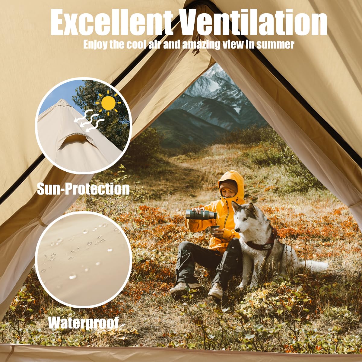 **Premium 4-Season Canvas Bell Tent for Glamping & Camping - 3M/4M/5M Yurt Tent with Stove Jack - Durable Family Outdoor Tent for Hunting, Parties & Backyard Adventures (3M - 9.8FT)**    **Use Cases:** Perfect for family camping, luxury glamping, outdoor hunting trips, backyard parties, and wilderness adventures.