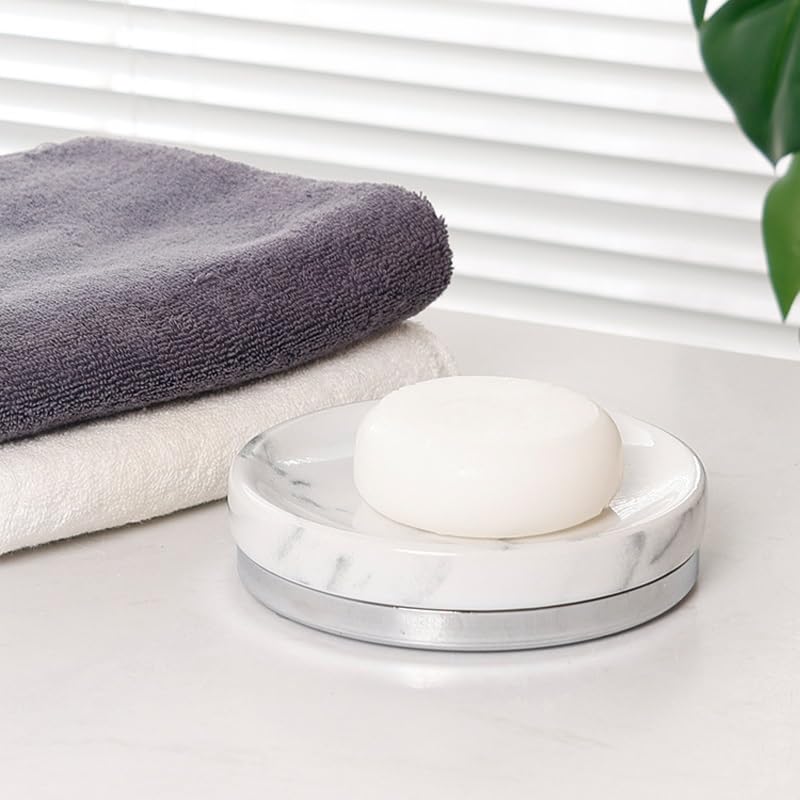 Marble Patterned Ceramic Bathroom Set - 5 Toothbrushes & 2 Mouthwash Cups | Modern Bathroom Decor for Home, Hotel & Spa | Perfect for Family & Guest Use