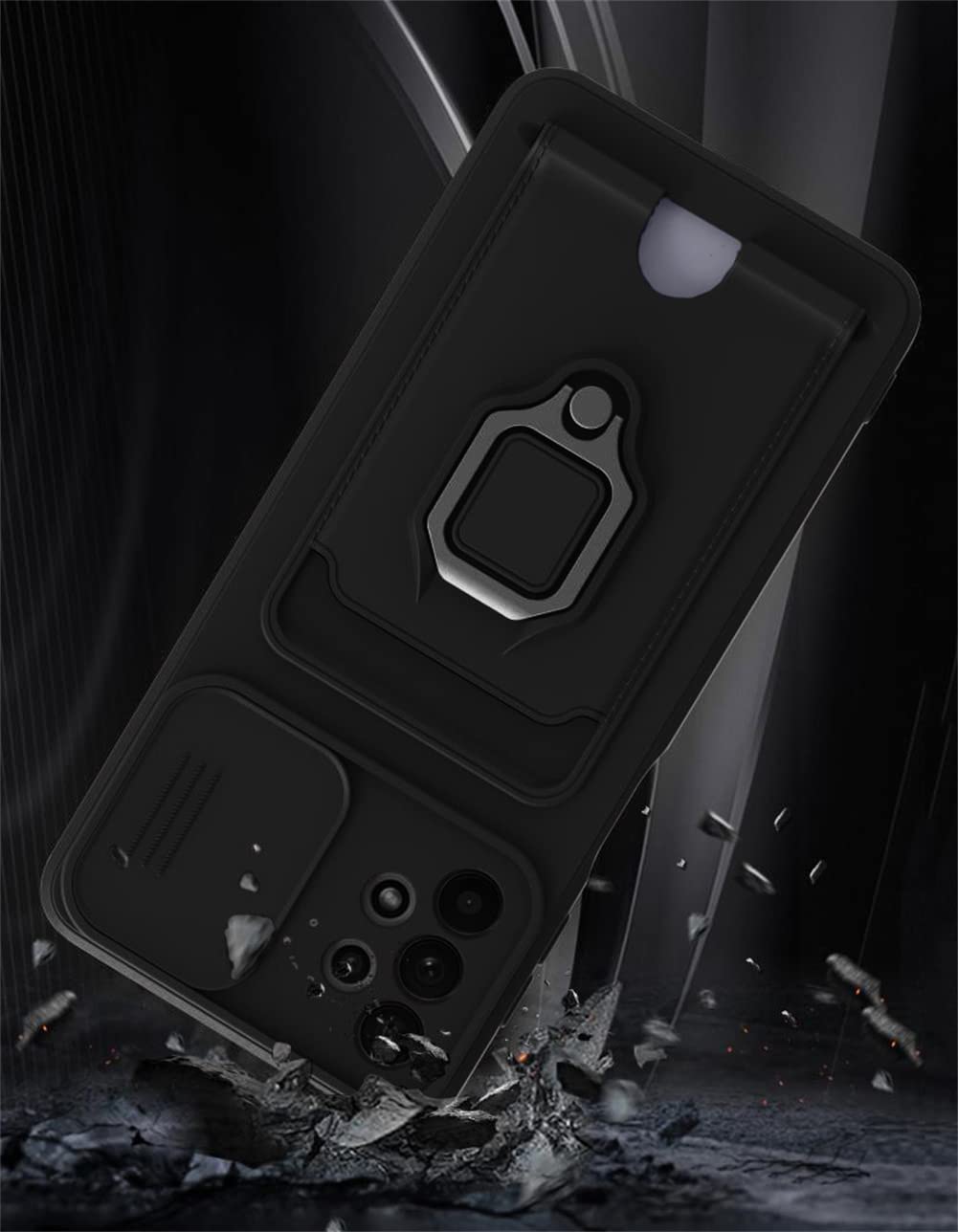 Samsung Galaxy A31 Crossbody Phone Case with Strap, Card Holder & Magnetic Kickstand - Shockproof Liquid Silicone Cover (Black) | Perfect for Travel, Shopping & Outdoor Activities