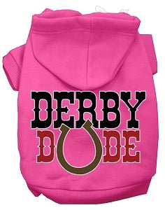 Derby Dude Screen Print Dog Hoodies - Soft & Stylish Pet Apparel in Multiple Colors - Perfect for Outdoor Adventures & Photo Shoots