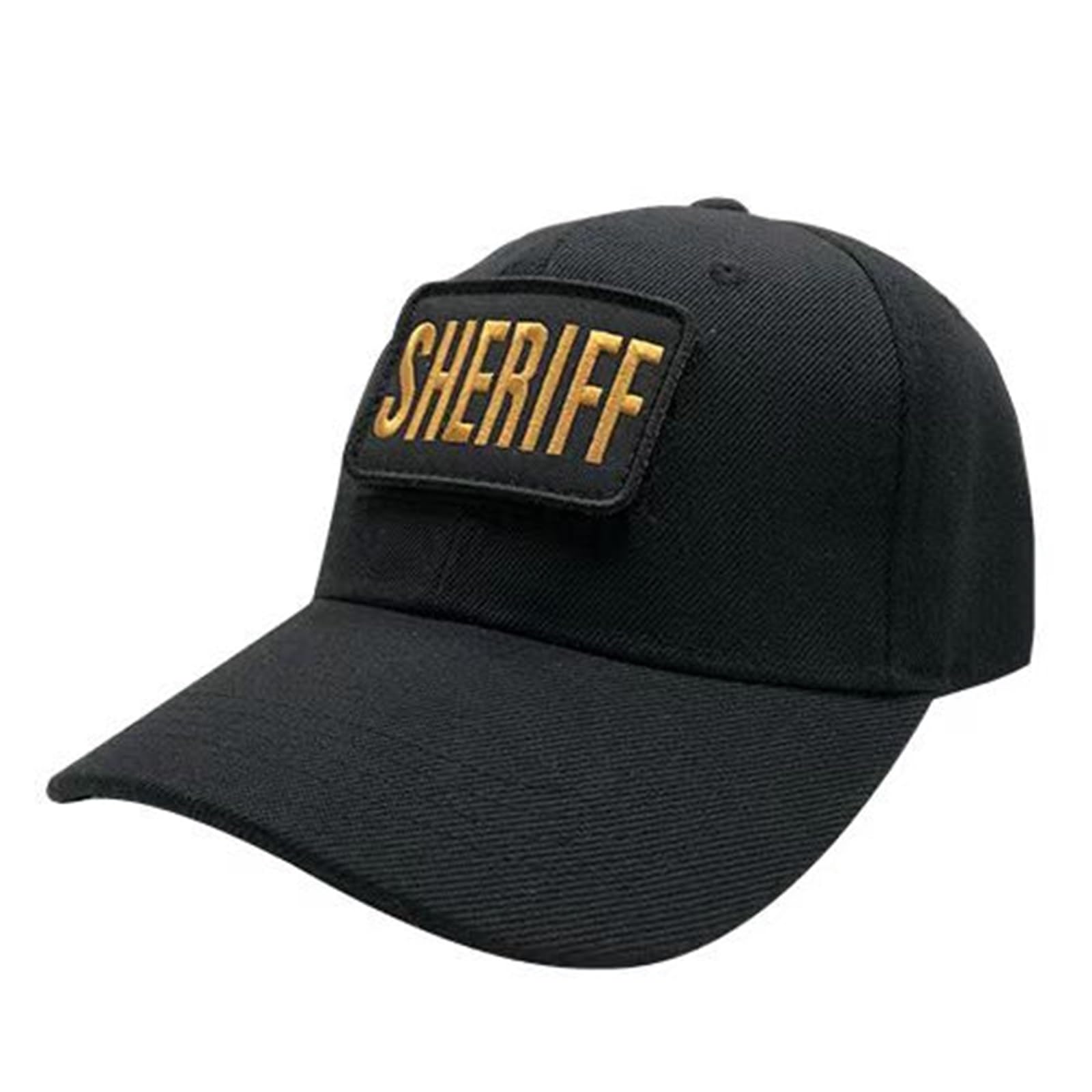 Sheriff Patch Embroidery Gold Yellow 3x2 inches with Hook Fastener Back - Premium Embroidered Badge for Hats, Caps, Bags, Backpacks & Vests (Black and Yellow, XS 3