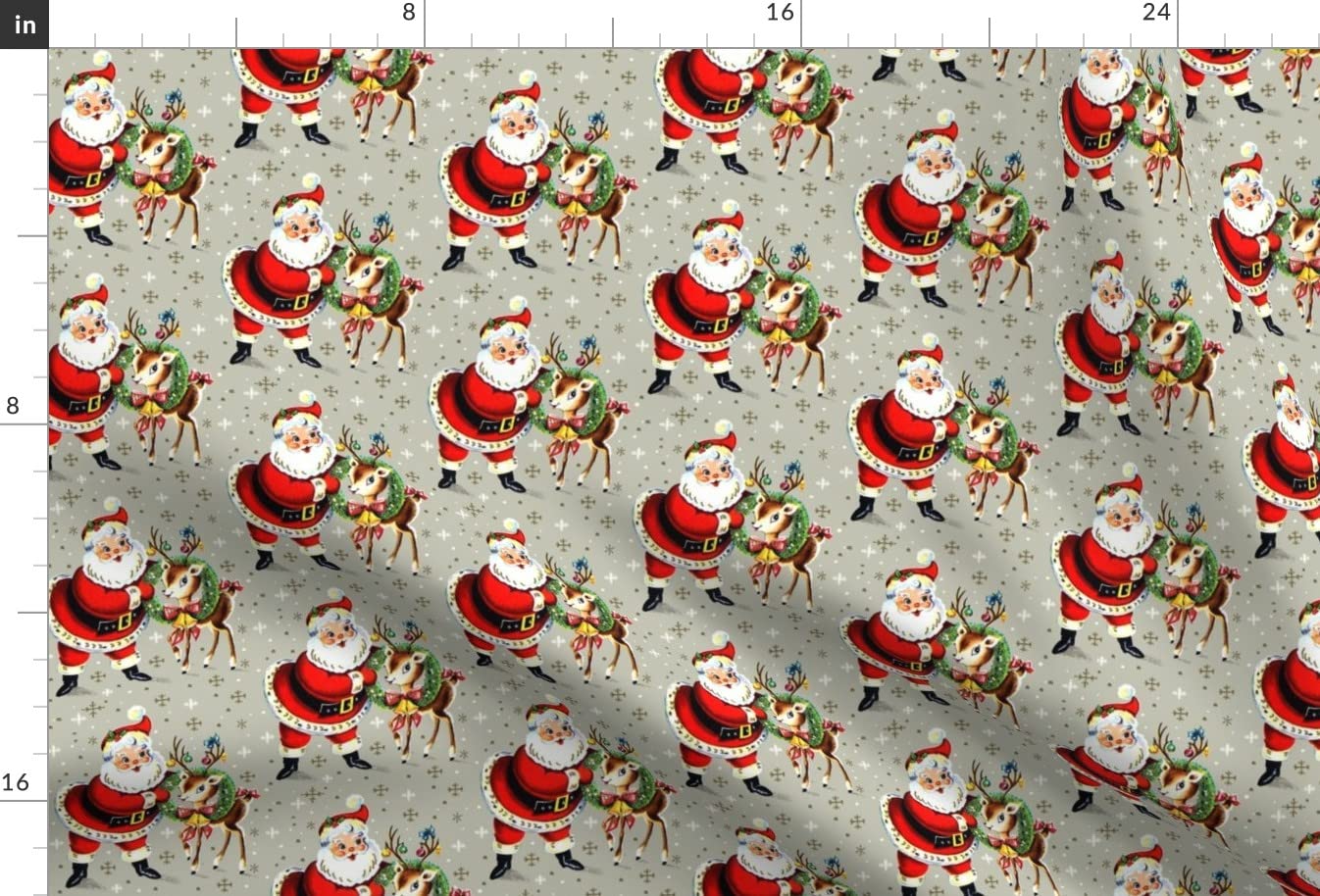 Santa Deer Printed Minky Fabric Fat Quarter - Soft Plush for Sewing Baby Blankets, Quilt Backing & DIY Crafts - Perfect for Holiday Decor, Nursery Projects & Cozy Home Textiles