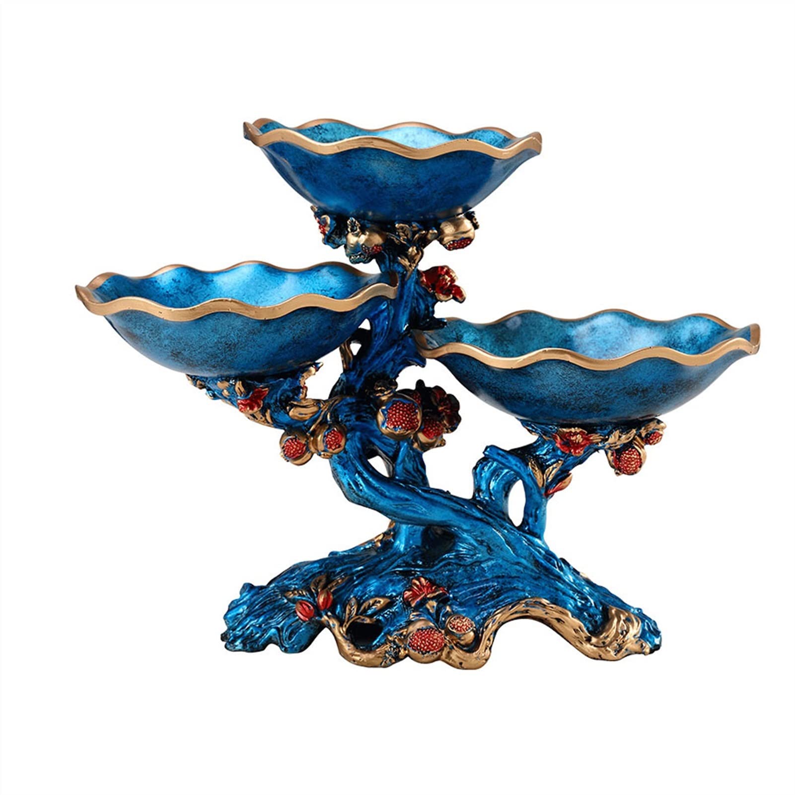 3-Layer Blue Resin Fruit Bowl - Elegant Table Centerpiece for Snacks & Decor