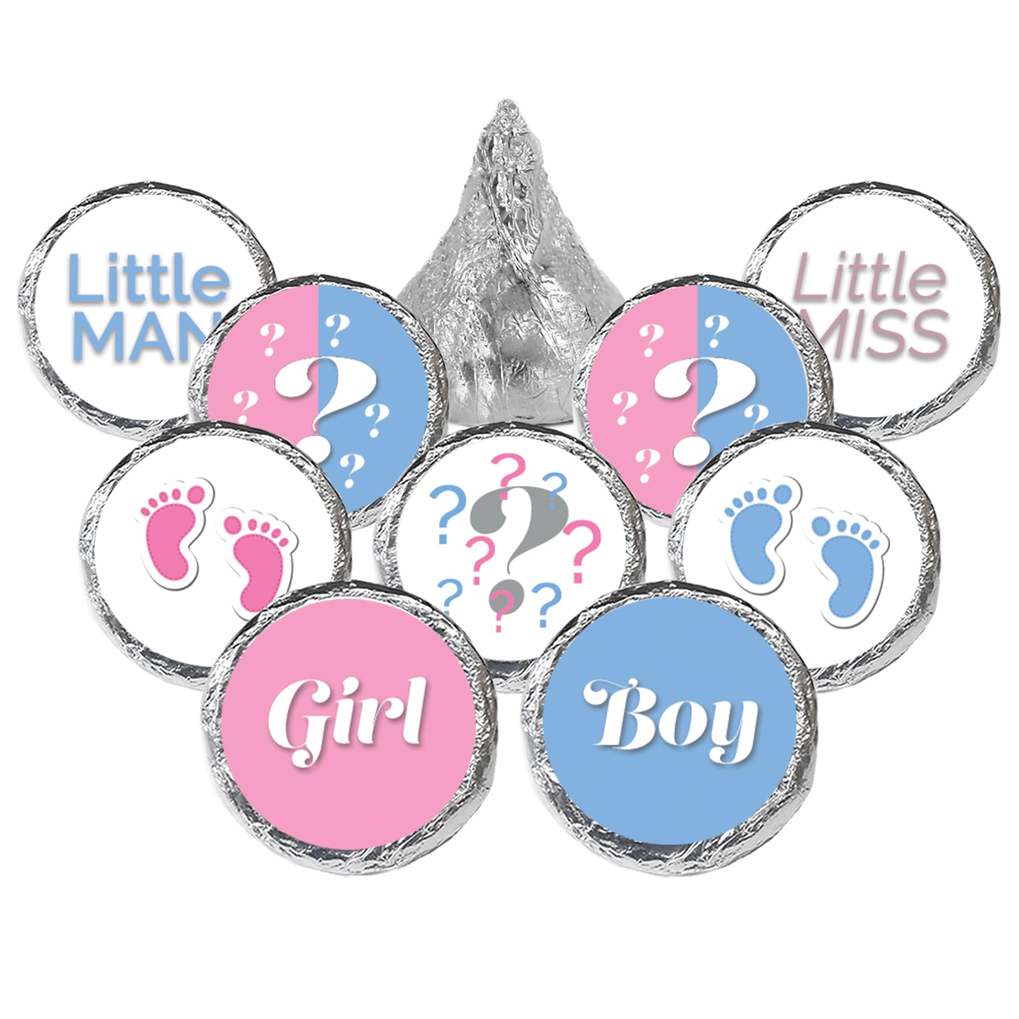 Baby Gender Reveal Party Favor Stickers - Team Girl & Team Boy Chocolate Kisses Candy Labels (180 Count) - Perfect for Gender Reveal Parties, Baby Showers & Celebrations