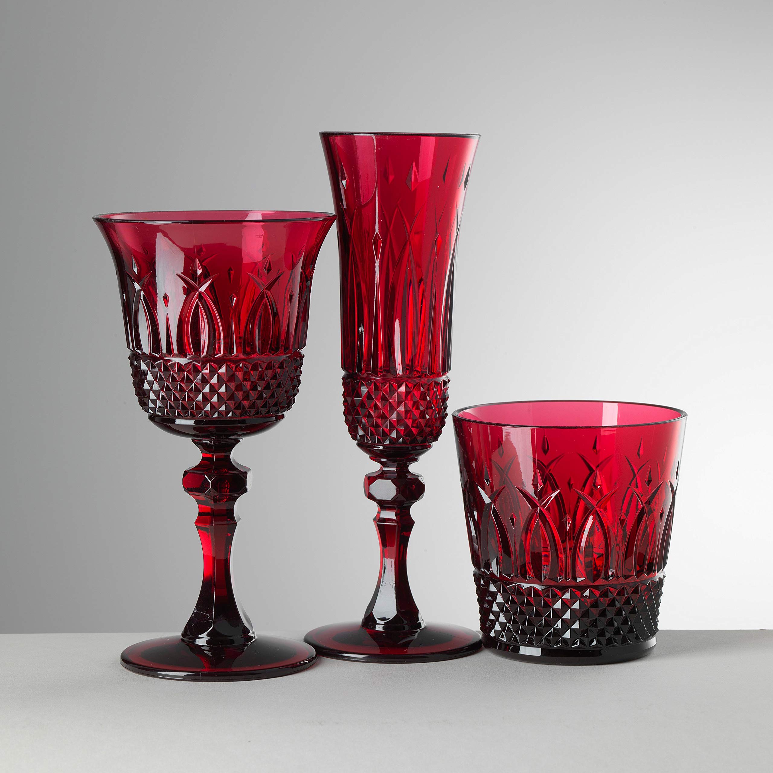 Premium Mario Luca Giusti Set of 6 Italia Wine Glasses - Elegant Ruby Red Crystal Stemware for Red Wine, Dinner Parties & Home Entertaining