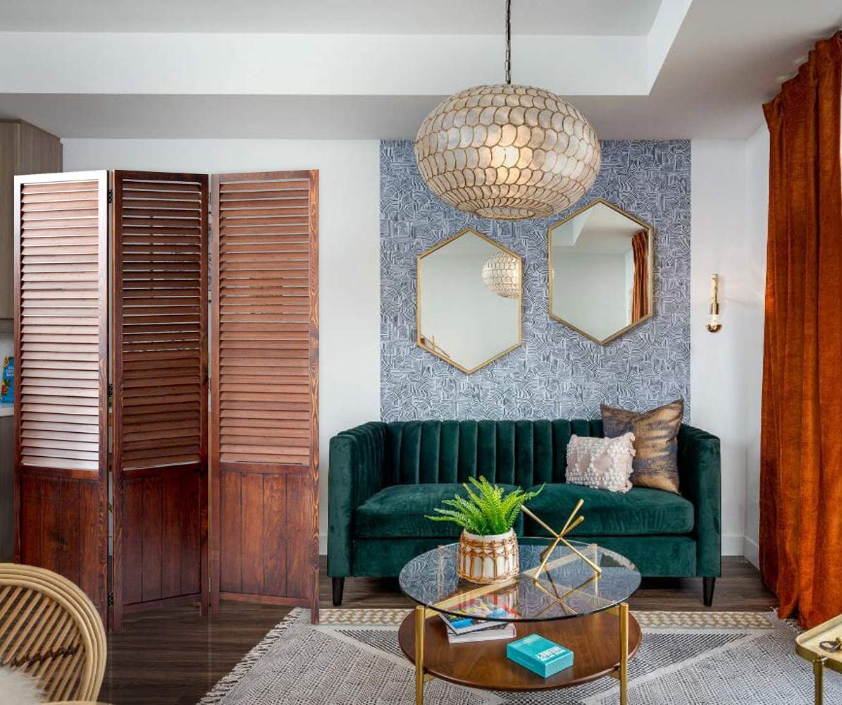 Stylish Brown Large Screen Gems Room Divider - Perfect for Home Office, Living Room & Bedroom Privacy