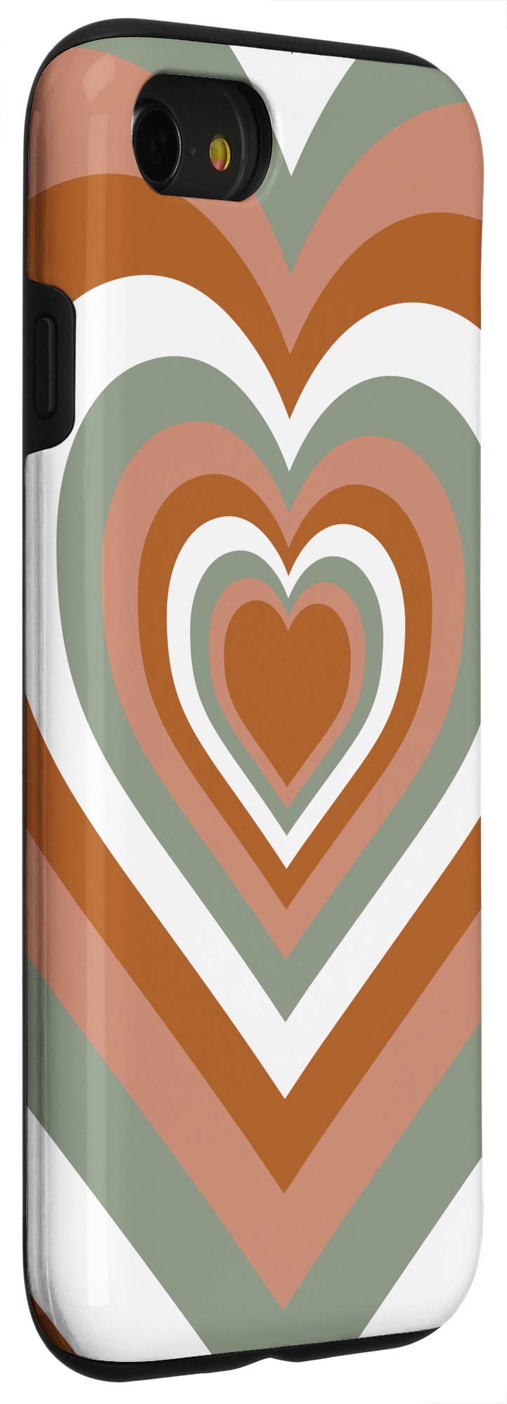 iPhone SE (2020)/7/8 Love Heart Sage Green Coffee Brown Pattern Valentine's Day Phone Case - Perfect for Romantic Gifts & Everyday Protection