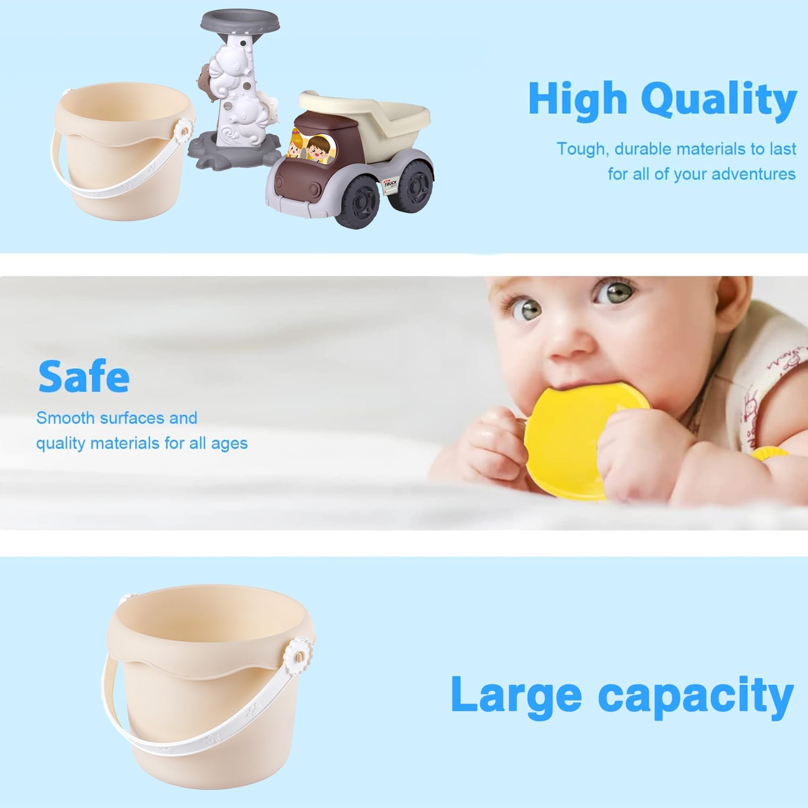 **DAZZTIME 30-Piece Kids Beach Sand Castle Toy Set - Shovels, Buckets & Molds for Boys & Girls Ages 1+ - Perfect for Beach, Sandbox & Outdoor Play**