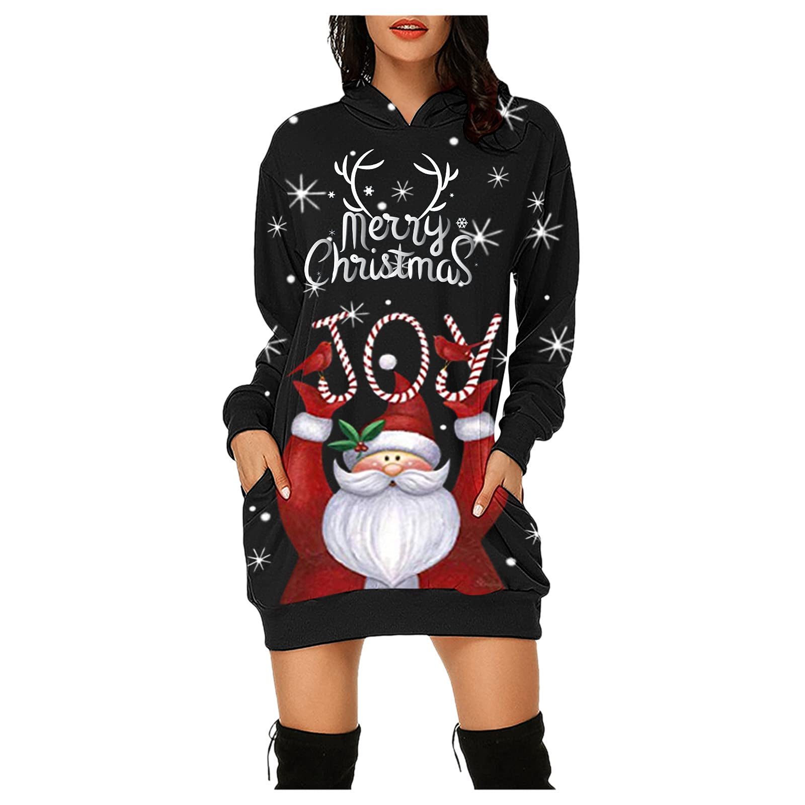 Kcocoo Women's Christmas Printed Long Sleeve T-Shirt - Cute Holiday Crewneck Pullover Hoodie Sweatshirt - Loose Fit Casual Comfy Top for Christmas Parties, Gift Exchange & Winter Outfits
