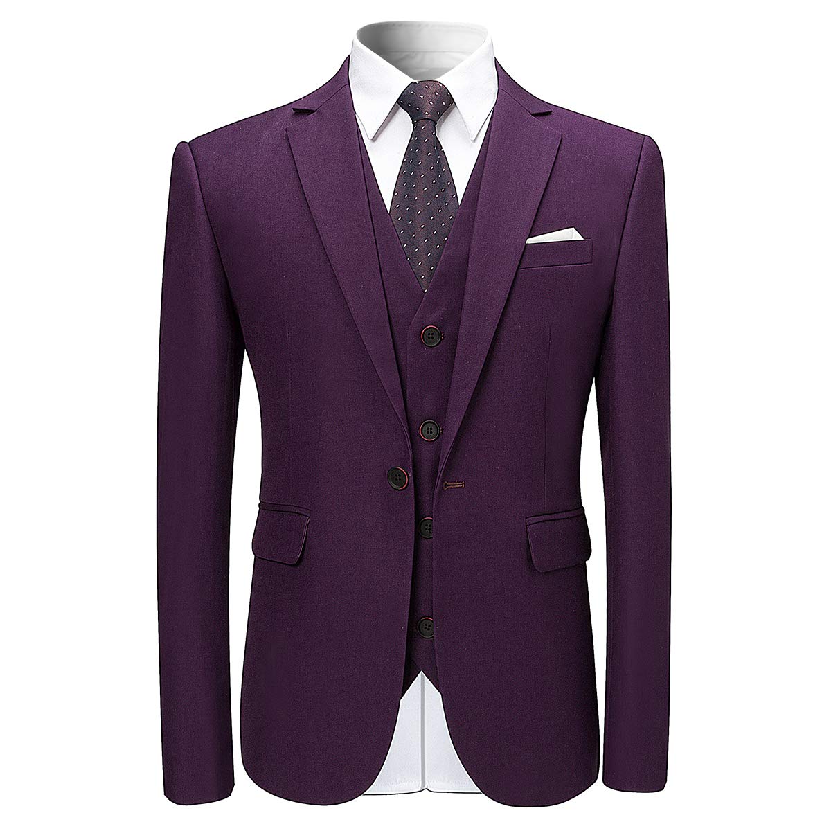 Allthemen Men's Slim Fit 3-Piece Tracksuit Set - Formal Suit Jacket, Vest & Trousers for Business, Weddings & Special Occasions