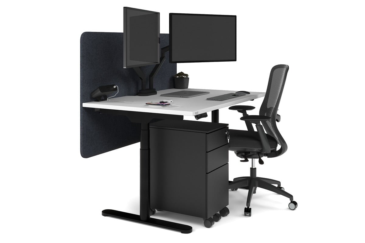 Flexi Premium Height Adjustable Single Workstation Desk - 1400L x 800W with Cable Management - Ergonomic Standing Desk for Home Office & Workspace