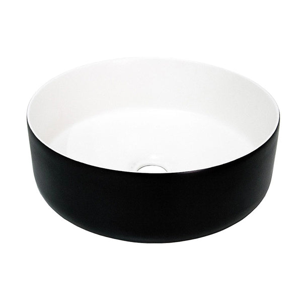 ADP Margot Duo 360 x 360 Above Counter Bathroom Sink - Black Exterior/White Interior - Modern Vessel Basin for Contemporary Bathroom Vanity