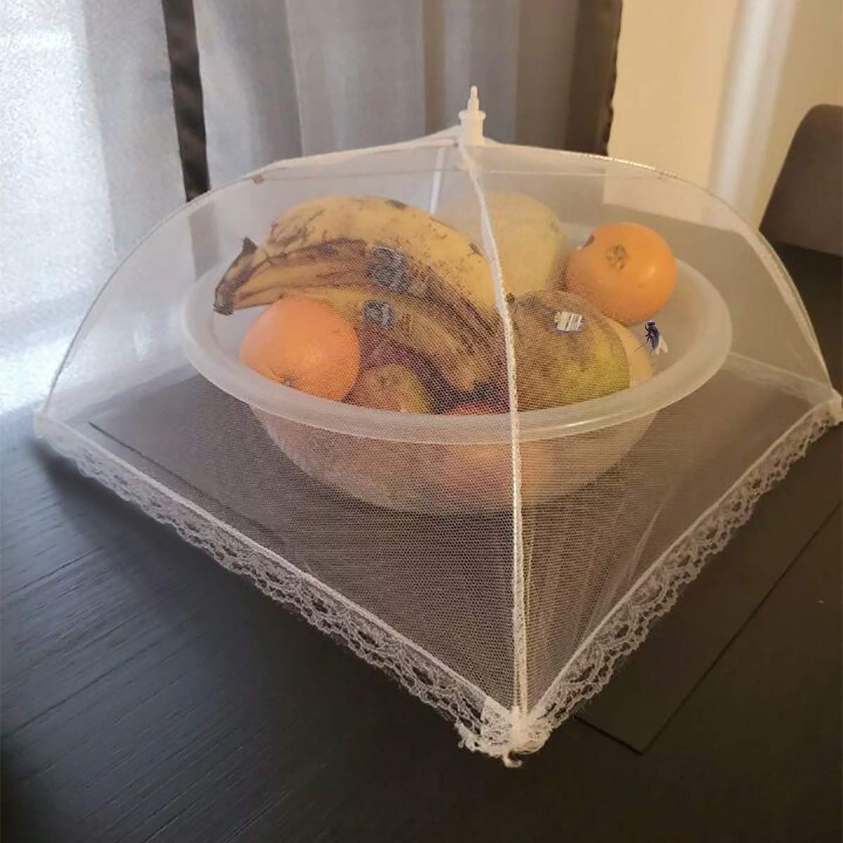 17-Inch Mesh Pop-Up Food Covers (2-Pack) - Reusable Cake Domes for Outdoor Dining, BBQs, Picnics & Parties - Keep Bugs Away from Food at Camping, Beach & Backyard Gatherings