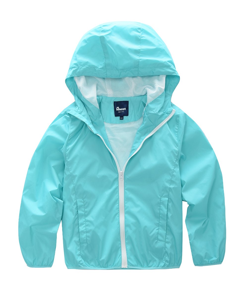 Hiheart Lightweight Water Resistant Windbreaker Hooded Jacket for Girls & Boys - Perfect for Outdoor Adventures & Casual Wear