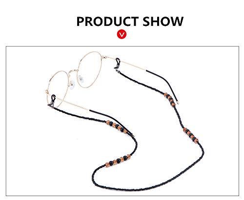 Stylish All Black Eyeglass Chain with Black Beads - Secure Sunglasses & Reading Glasses - Anti-Slip Design by Dhoptical - Perfect for Work, Reading & Outdoor Activities
