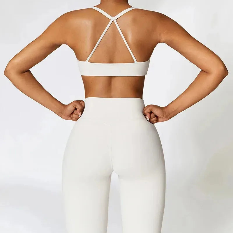 2-Piece Women's Workout Set - Breathable Sports Bra & Quick-Dry Yoga Outfit for Gym, Running & Fitness | Stylish Back Design Activewear