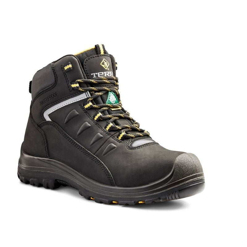 Terra Findlay SD Men's Size 6 Waterproof Composite Toe Work Boots - OSHA Approved Safety Shoes for Construction & Industrial Work (Black) - Perfect for Outdoor Jobs, Warehouse & Heavy Duty Labor