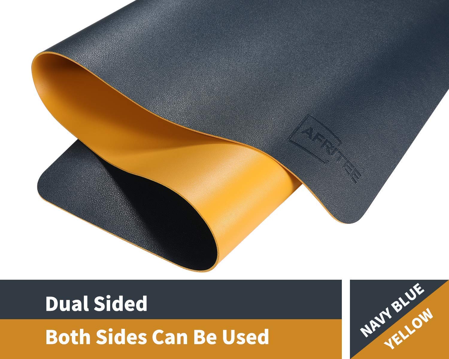 AFRITEE Desk Pad Protector Mat - Non-Slip Mouse Pad & Keyboard Mat for Office/Home, Grayish Blue/Silver & Navy Blue/Yellow - Perfect for Workstations, Gaming Setups & Home Offices