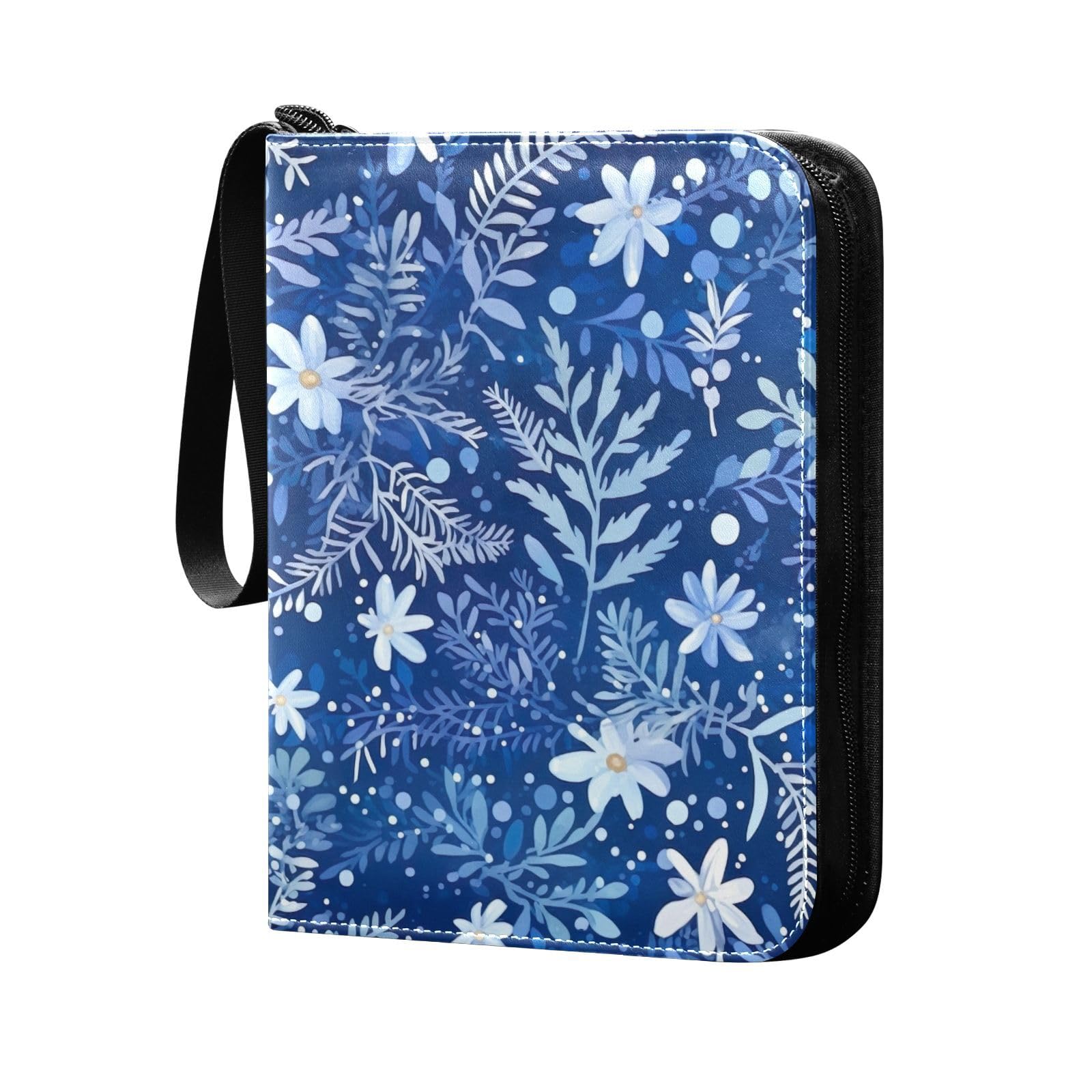 Christmas Snowflakes Winter Flowers 4-Pocket Trading Card Binder with 50 Sleeves - Holds 400 Cards, 3-Ring Album for Football, Baseball & Collectible Cards - Perfect for Storage, Organization & Display