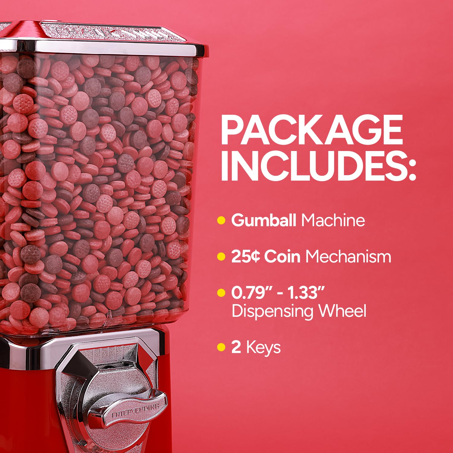 Premium Gumball Machine for Kids & Adults - Bubble Gum Vending Machine for Candy, Bouncy Balls, Capsules & Small Toys - Perfect for Birthday Parties, Arcades & Retail Stores