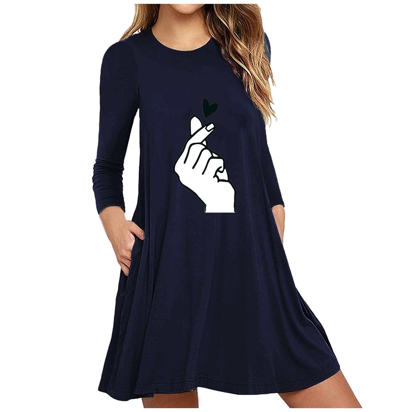 Women's Summer & Spring Casual Dresses 2022 - Floral Printed Long Sleeve Loose Dress with Pockets | Perfect for Outdoor Activities, Beach Vacations & Daily Wear