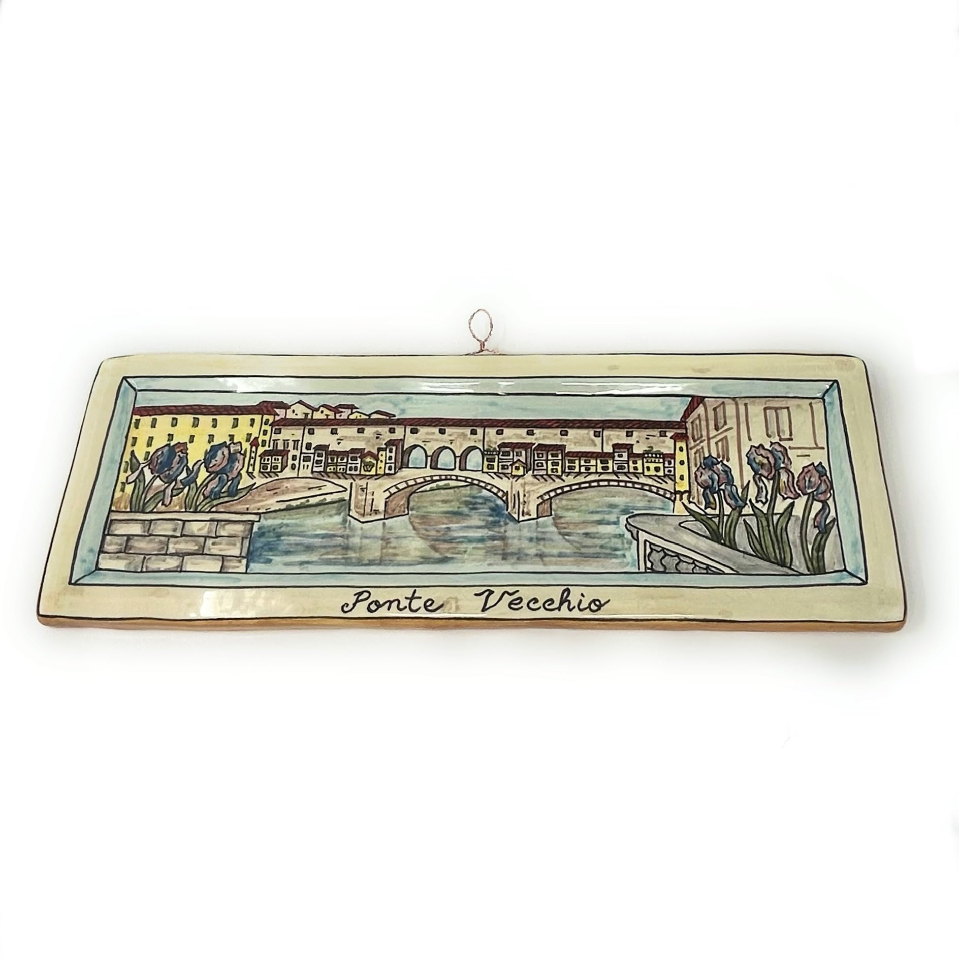 Handmade Italian Ceramic Art Tile Pottery - CERAMICHE D'ARTE PARRINI Tuscan Collection, Old Bridge Florence Design, Authentic Italy Craftsmanship | Perfect for Kitchen Backsplash, Bathroom Decor & Mediterranean Home Accents