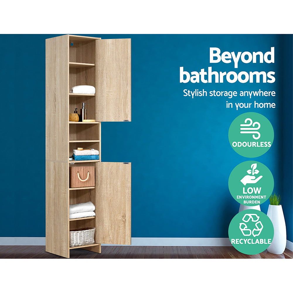 Artiss 185cm Wooden Bathroom Storage Cabinet - Wall Mounted Organizer for Towels, Toiletries & Bath Essentials - Perfect for Modern Bathrooms & Powder Rooms