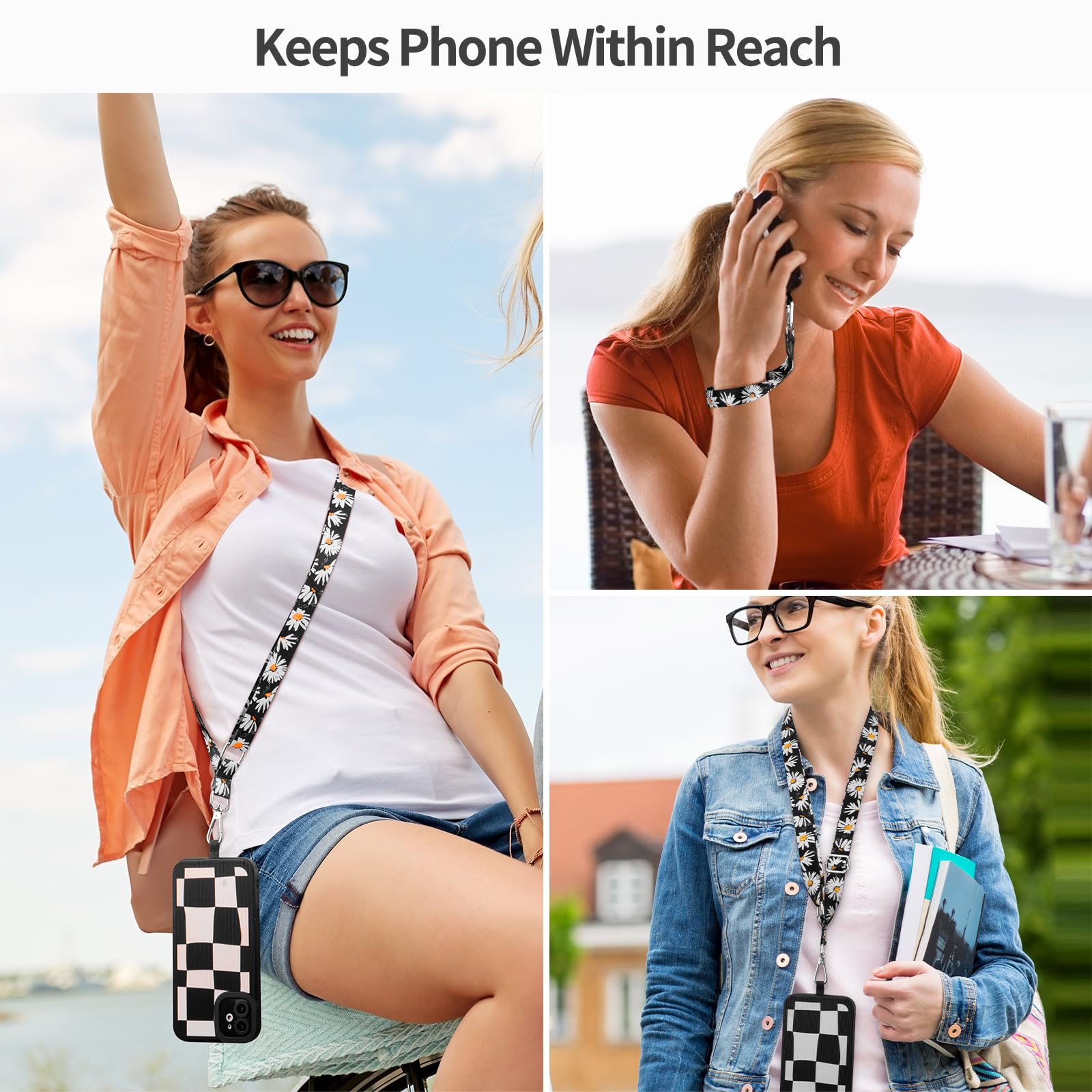 Universal Adjustable Phone Lanyard - Crossbody & Wrist Strap for iPhone, Keys & ID Badges | Secure Hands-Free Carrying for Work, Travel & Outdoor Activities