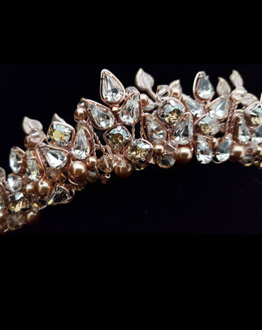 Elegant Wedding Crown for Women - Pearl, Crystal & Leaf Bridal Headpiece | Xena Crown by Kezani | Perfect for Bridal, Prom & Special Occasions