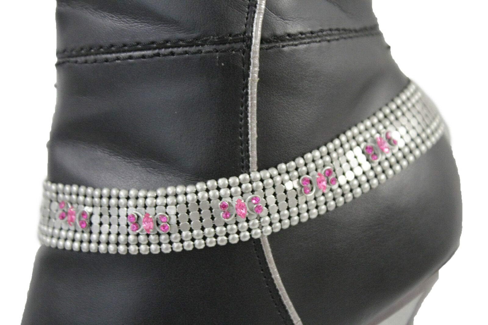 Stylish Women's Silver Boot Chain Anklet Bracelet - Chunky Metal Mesh Heel Shoe Jewelry with Butterfly Charm | Perfect for Parties, Weddings & Night Out Accessories