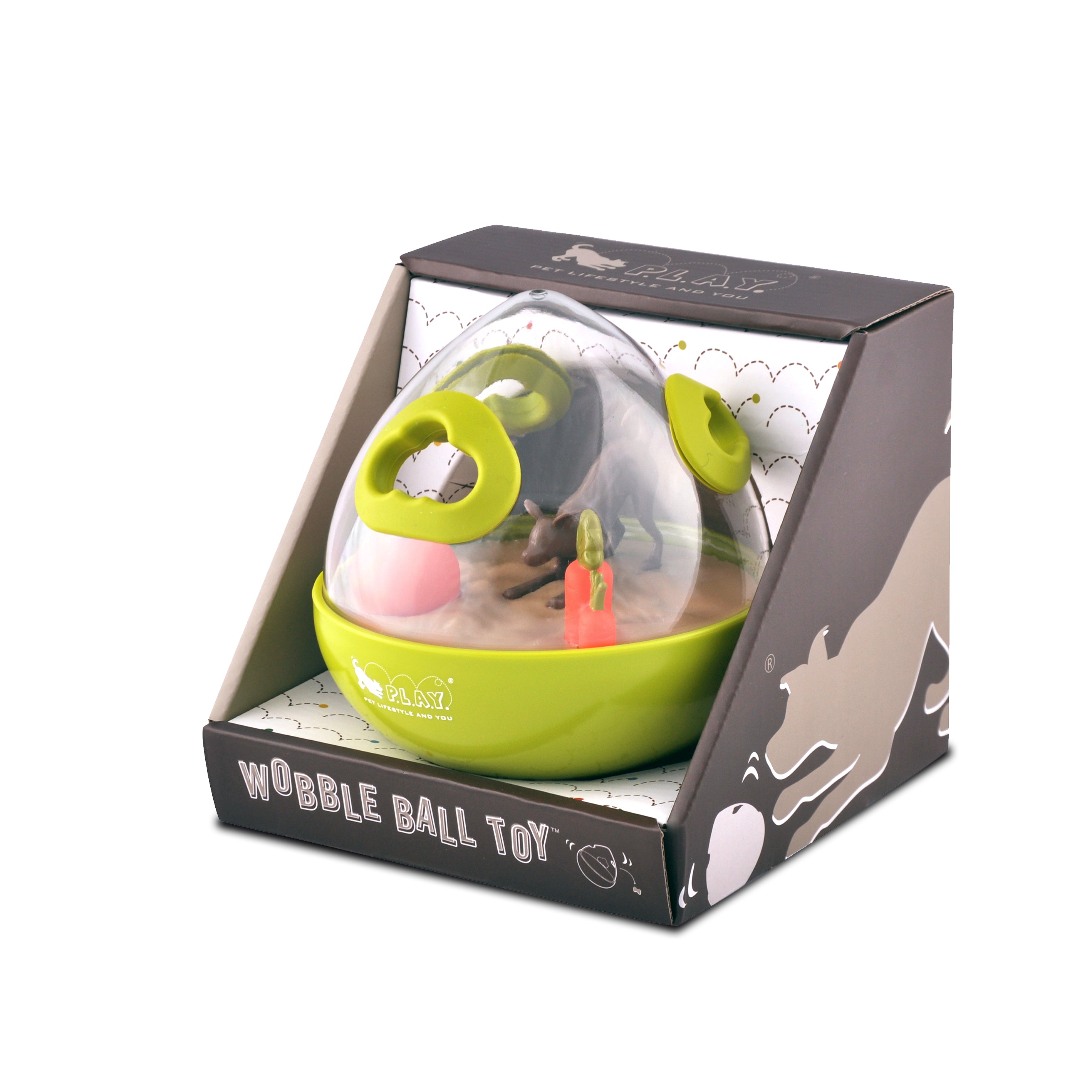 Interactive Wobble Ball Dog Toy with Treat Dispenser - Green | Pet P.L.A.Y. - Fun Puzzle Game for Dogs to Stimulate Mental & Physical Activity