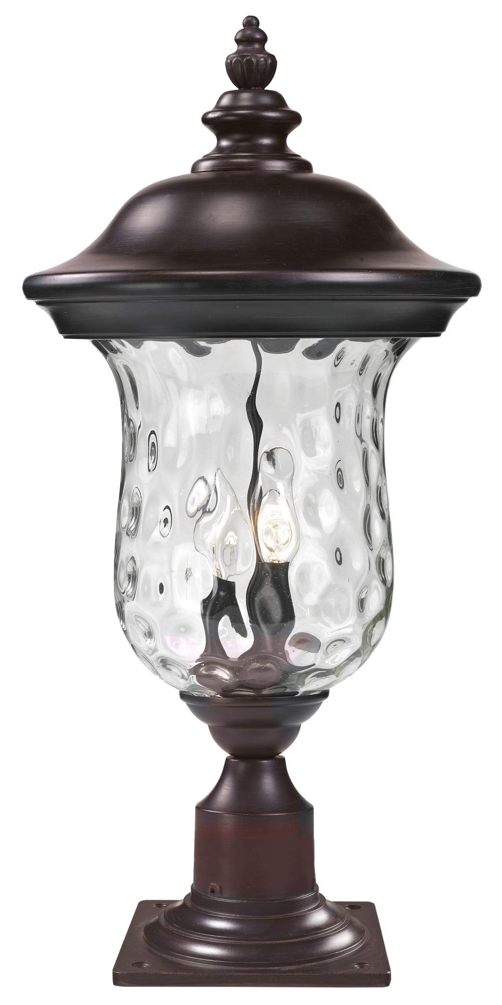 Z-Lite 533PHM-533PM-RBRZ Outdoor Post Mount Light - Aluminum Frame, Bronze Finish, Clear Water Glass Shade - Perfect for Patio, Garden, Walkway, and Driveway Lighting