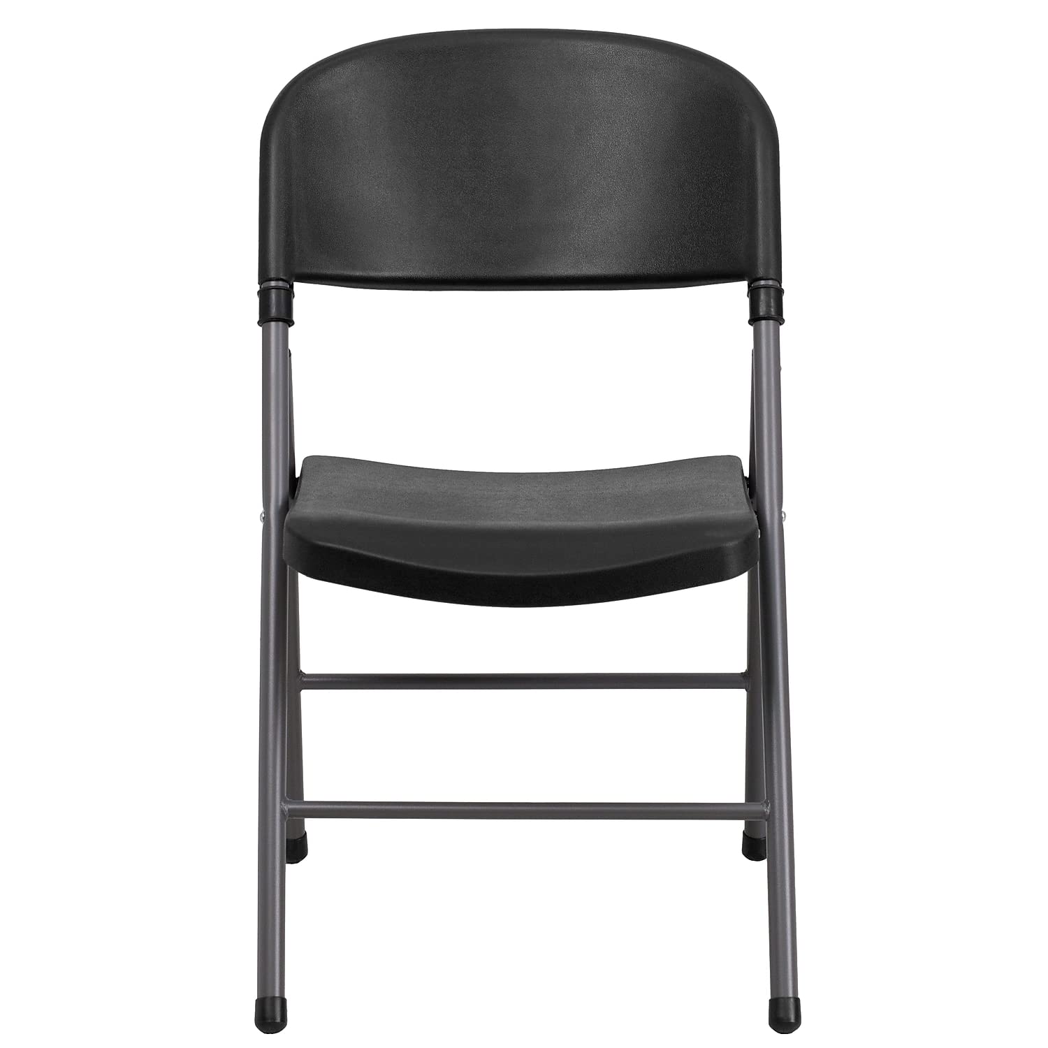 Flash Furniture 6 Pack HERCULES Series 330 lb. Capacity Black Plastic Folding Chairs with Charcoal Frame - Heavy Duty Stackable Chairs for Events, Parties, Weddings & Outdoor Use