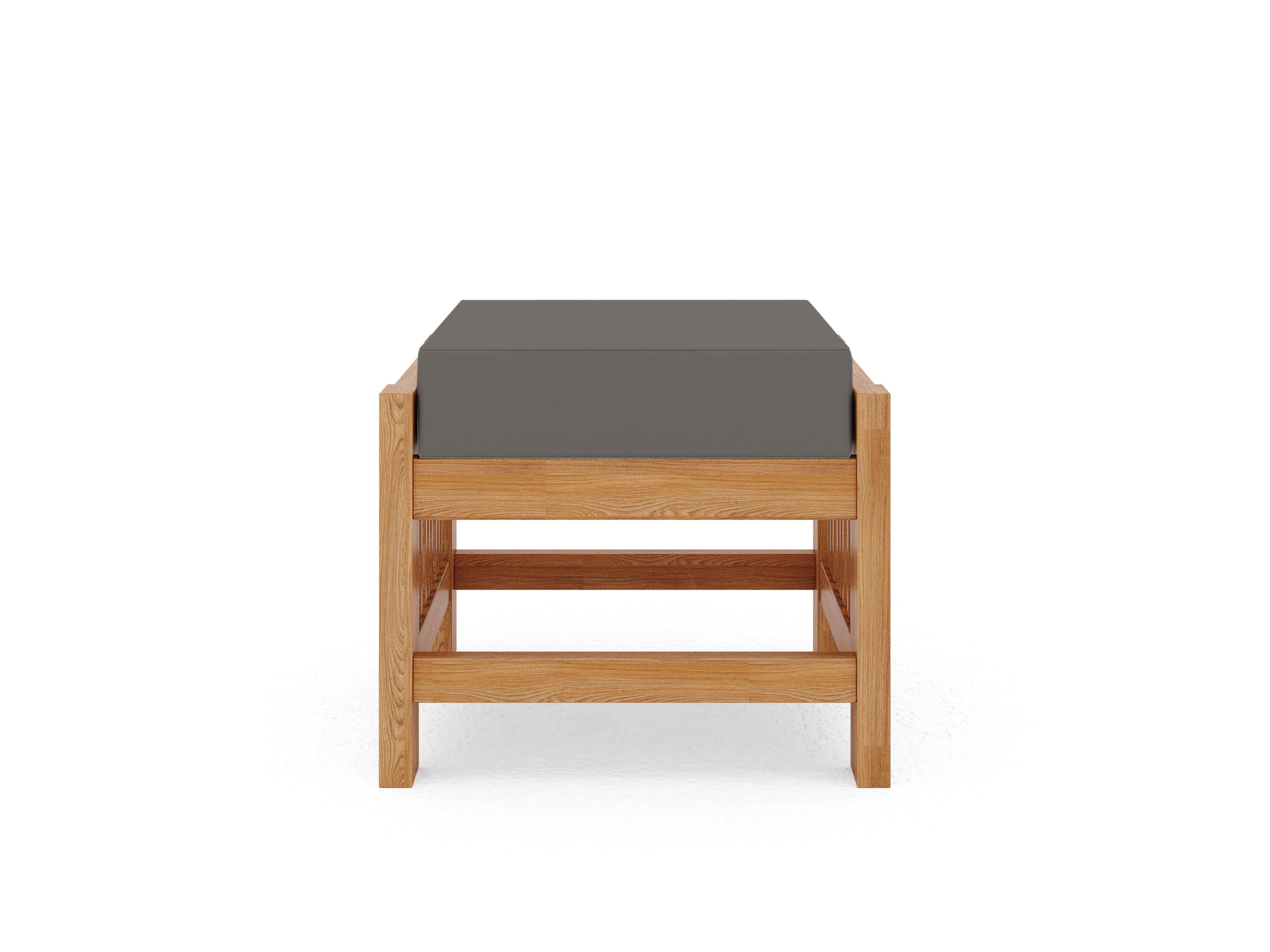 Sylvie Teak Outdoor Ottoman with Sunbrella Charcoal Cushion - Waterproof Patio Furniture for Poolside, Garden, and Deck Relaxation