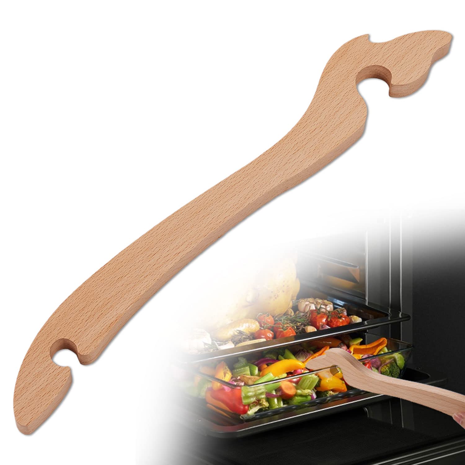 Wooden Oven Rack Puller Tool - Heat-Resistant Baking Accessory for Toaster Ovens & Air Fryers | Safe & Easy Oven Rack Removal | Prevent Burns While Cooking, Baking & Grilling