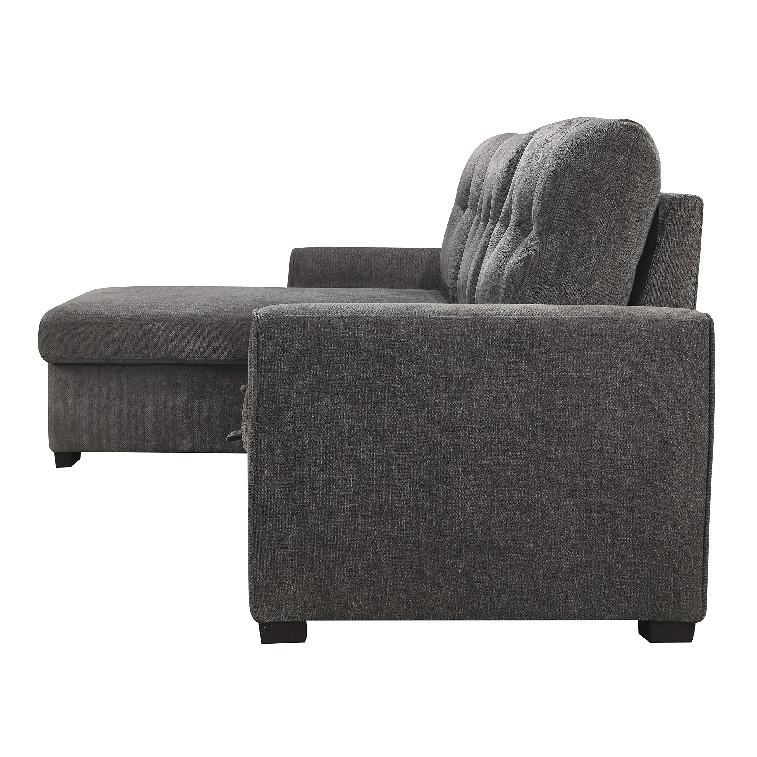 Lexicon L-Shaped Sectional Sofa Bed with Storage Chaise - Reversible Sleeper Couch for Living Room, Pull-Out Bed & Chaise Lounge - Perfect for Small Spaces, Guest Rooms & Apartment Living (Dark Gray)