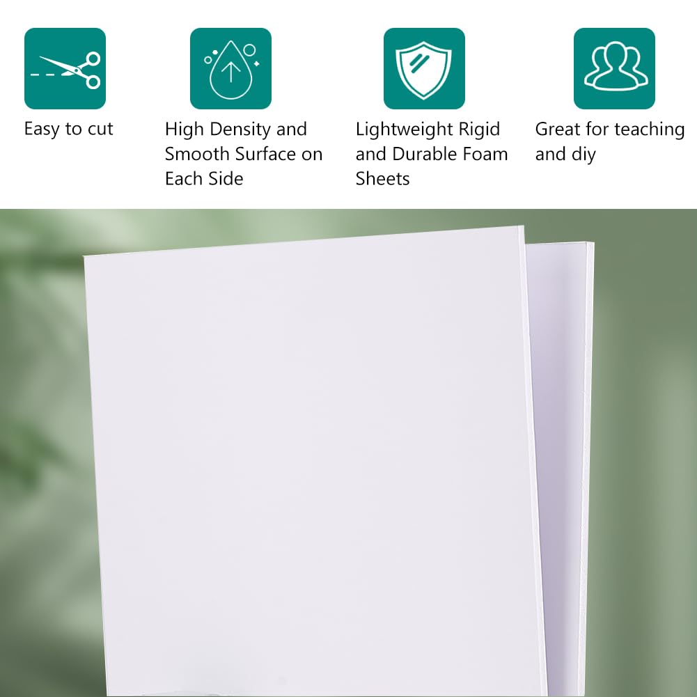 BENECREAT 2-Pack 12x12 Inch White PVC Foam Board Sheets - 5mm Thick Lightweight Plastic Panels for DIY Crafts, Art Projects, School Displays & Home Decor - Perfect for Signage, Modeling & Creative Design