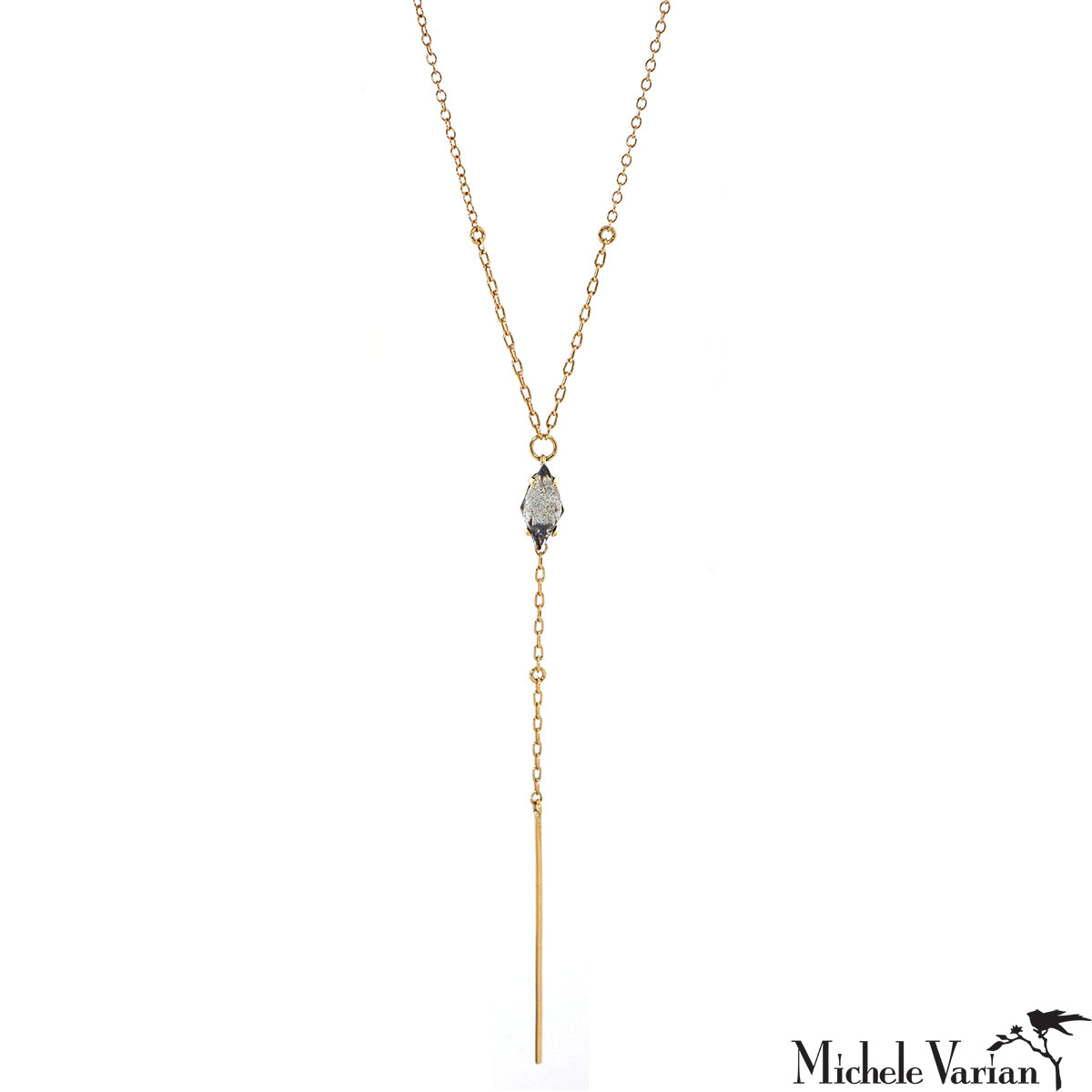 Labradorite Streamline Lariat Necklace - Elegant Crystal Pendant for Women | Perfect for Boho Chic, Evening Wear & Spiritual Healing Jewelry
