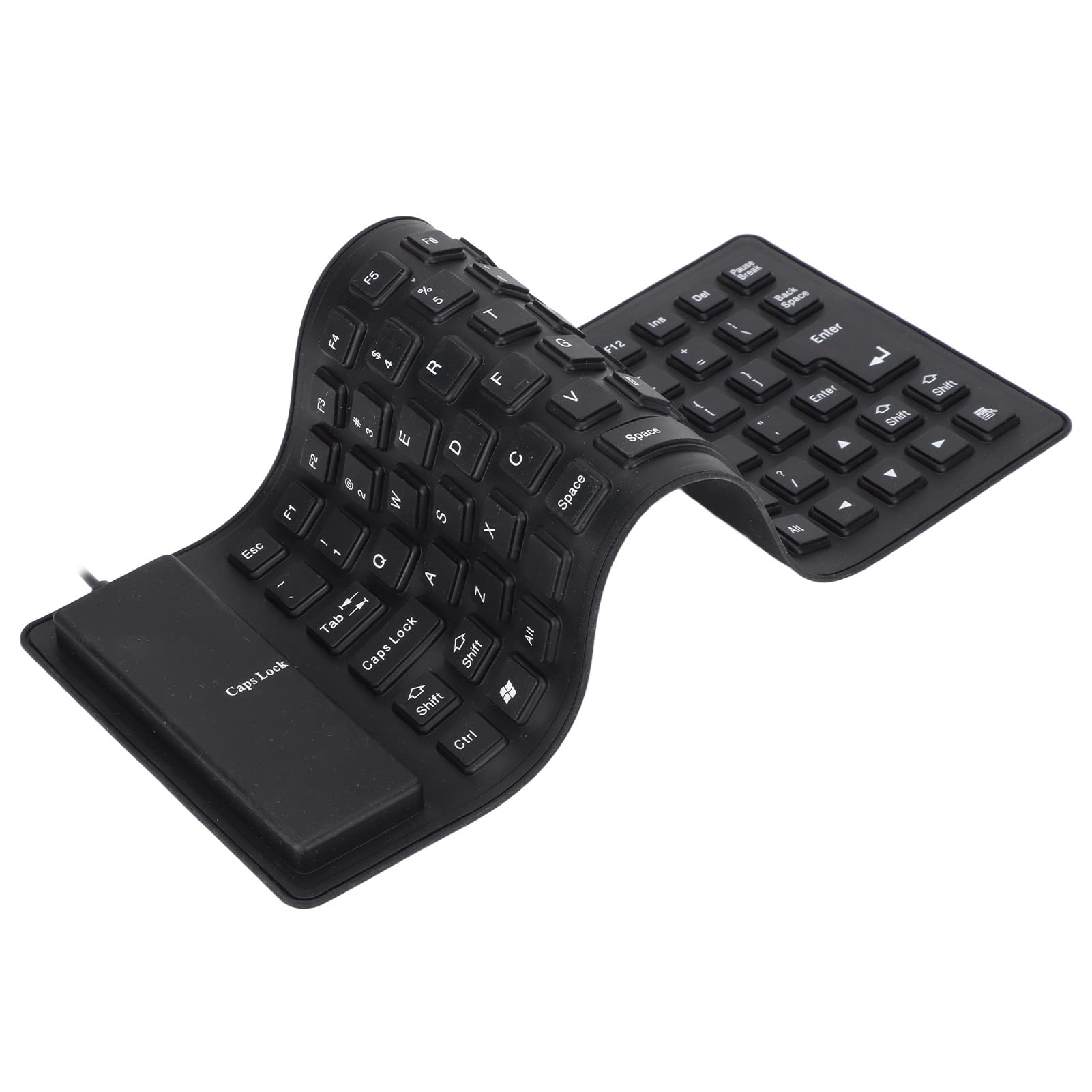 Foldable Silicone Keyboard - USB Wired Waterproof & Dustproof - 85 Keys Rollup Design for Laptop, PC, Notebook - Portable & Lightweight (Black) - Ideal for Travel, Office, Outdoor & Waterproof Environments
