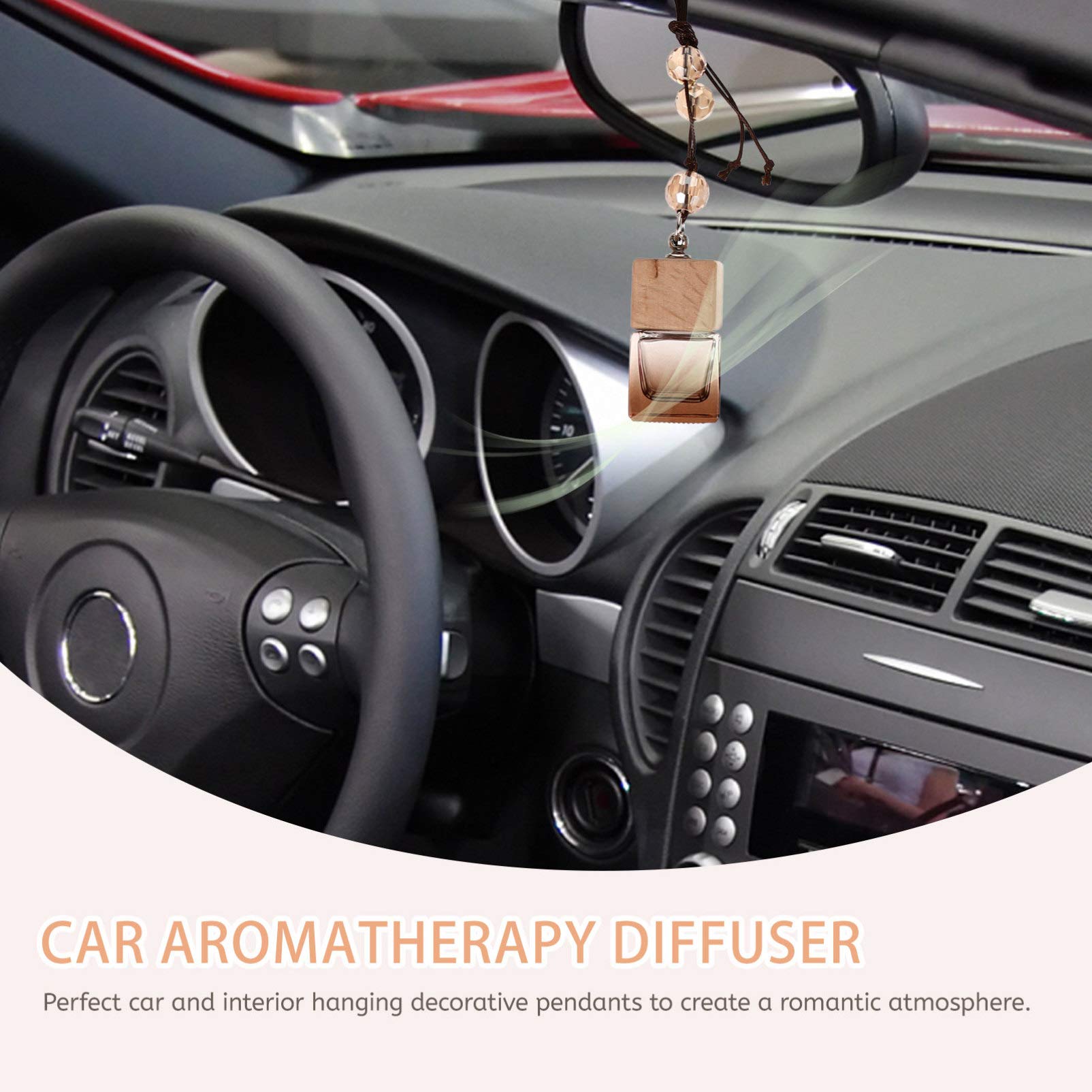 EXCEART 6-Pack Refillable Car Hanging Air Freshener - Essential Oil Diffuser, Glass Bottle Perfume Pendant for Car Decor & Aromatherapy | Perfect for Home, Office, and Vehicle Use