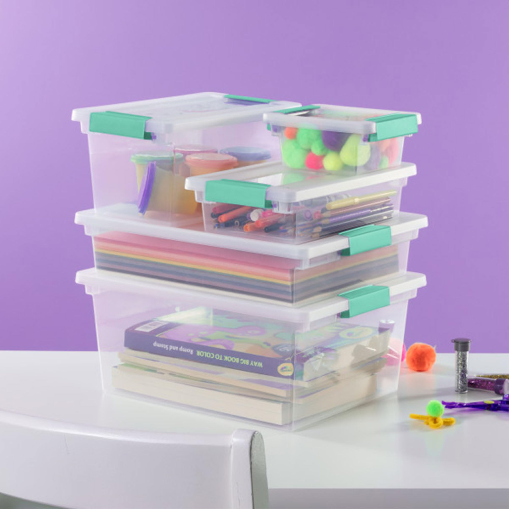 Sterilite 24-Pack Clear Plastic Storage Boxes with Secure Lids - Perfect for Organizing Crafts, Office Supplies & Home Organization - Stackable & Durable for Closet, Garage & Classroom Use